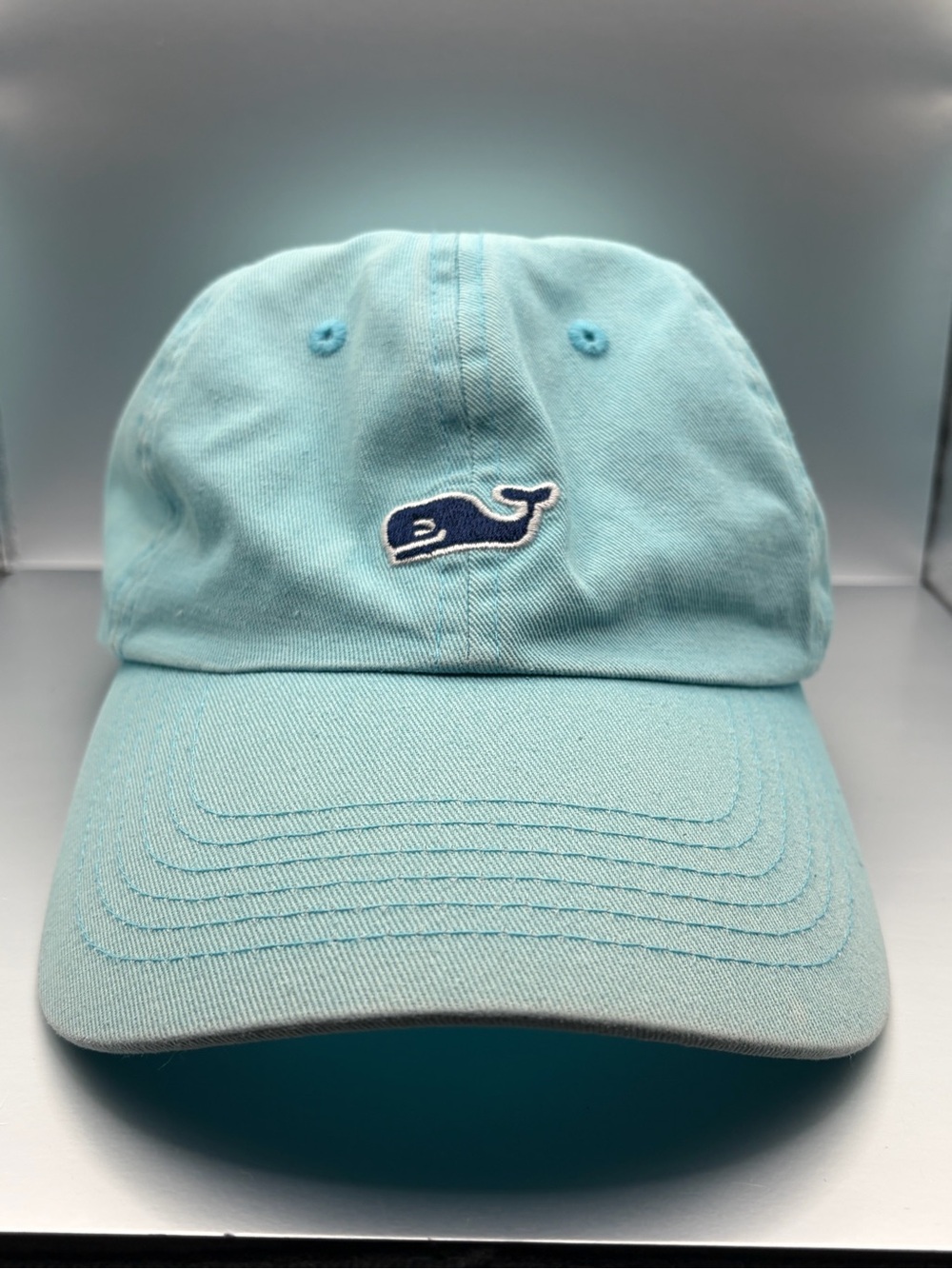 Vineyard Vines Whale Hat Aqua Blue Adjustable Strapback Dad Cap Coastal Preppy